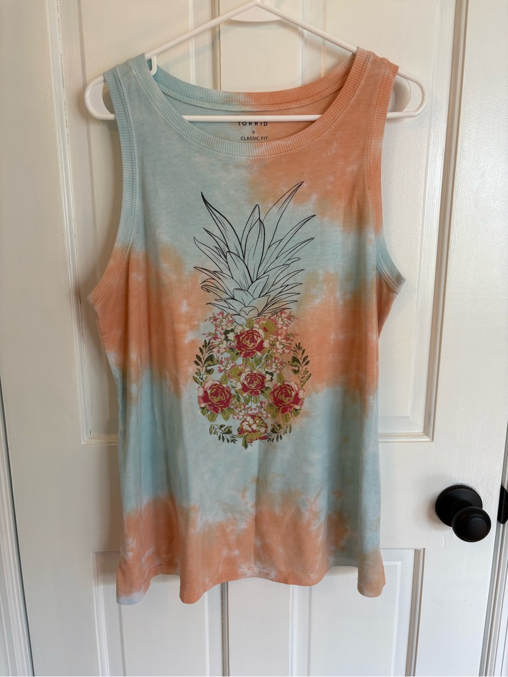 torrid Peach & Light Blue Tie-Dye Pineapple Graphic Tank